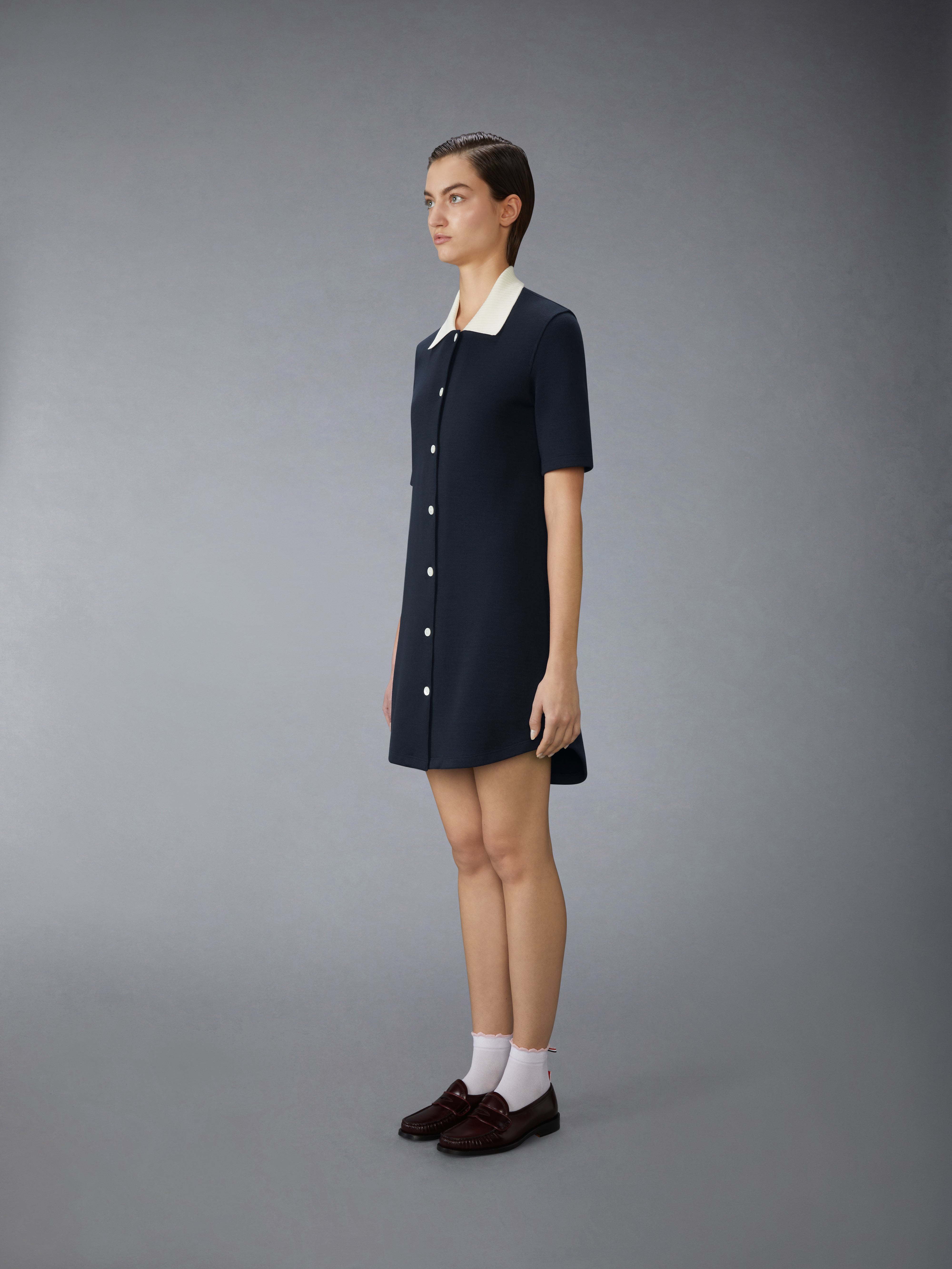 Solid Double Face Knit Polo Dress | Thom Browne