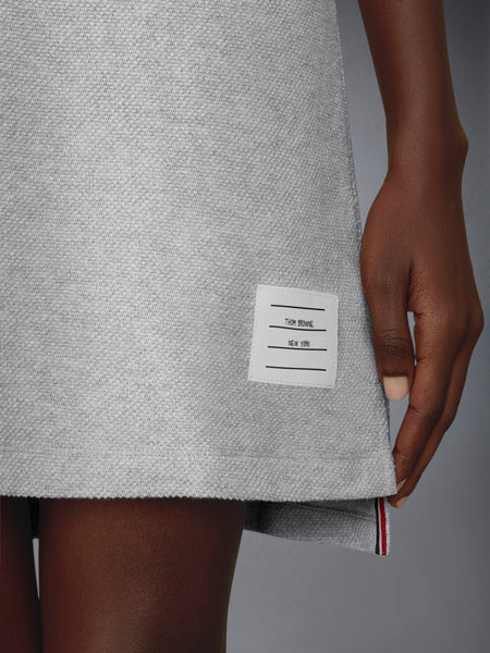 TEXTURED PIQUE 4-BAR POLO DRESS PALE GREY