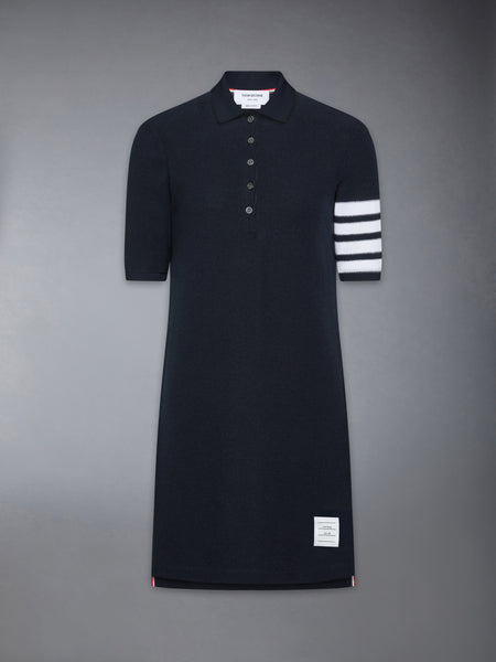 TEXTURED PIQUE 4-BAR POLO DRESS NAVY