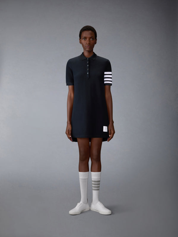 Textured Pique 4-Bar Polo Dress