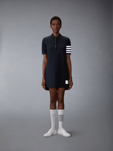 TEXTURED PIQUE 4-BAR POLO DRESS NAVY