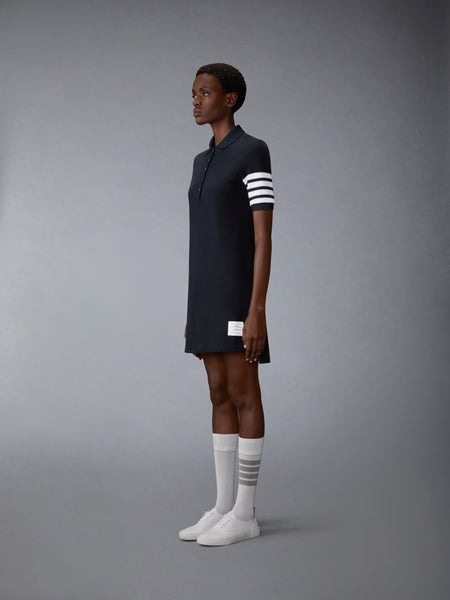 TEXTURED PIQUE 4-BAR POLO DRESS NAVY