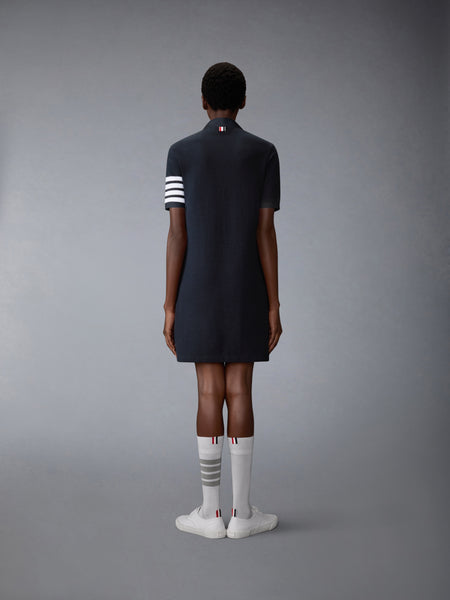 TEXTURED PIQUE 4-BAR POLO DRESS NAVY