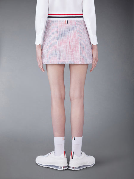 SEERSUCKER TWEED BOX PLEAT MINI SKIRT RWBWHT