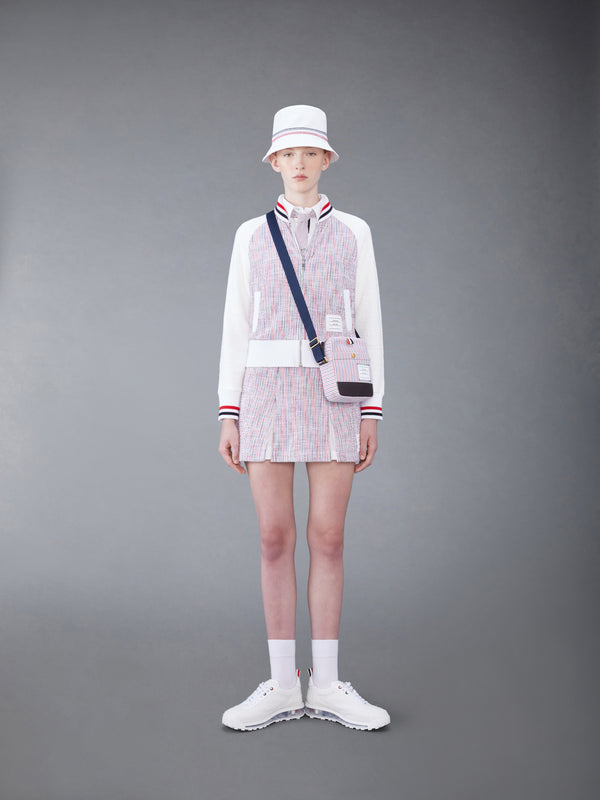 SEERSUCKER TWEED BOX PLEAT MINI SKIRT