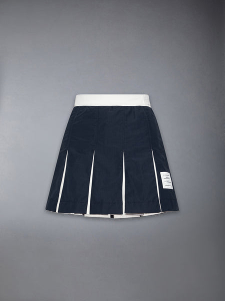 RIPSTOP BOX PLEAT MINI SKIRT NAVY
