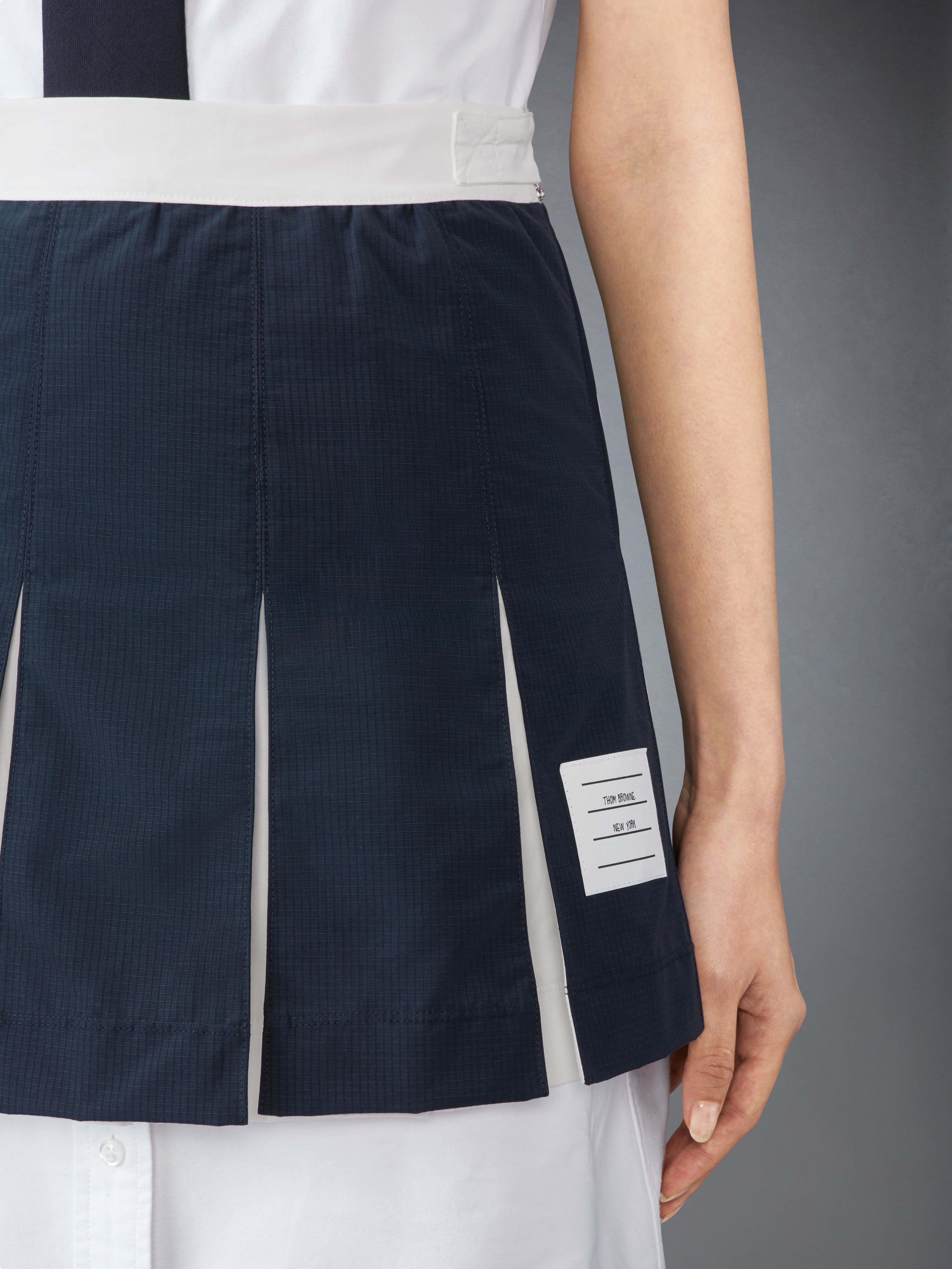 Ripstop Box Pleat Mini Skirt | Thom Browne