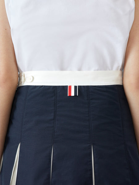 RIPSTOP BOX PLEAT MINI SKIRT NAVY