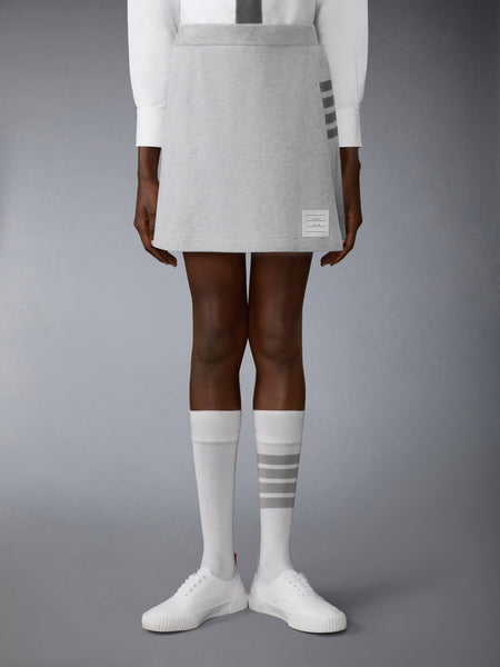 TEXTURED PIQUE 4-BAR BOX PLEAT MINI SKIRT PALE GREY