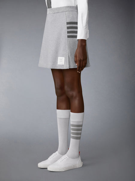 TEXTURED PIQUE 4-BAR BOX PLEAT MINI SKIRT PALE GREY