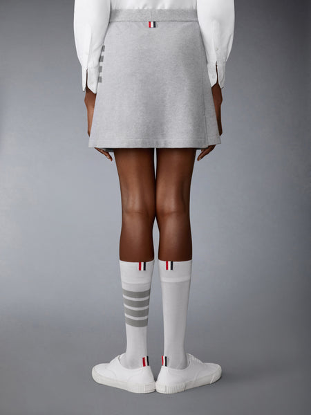 TEXTURED PIQUE 4-BAR BOX PLEAT MINI SKIRT PALE GREY