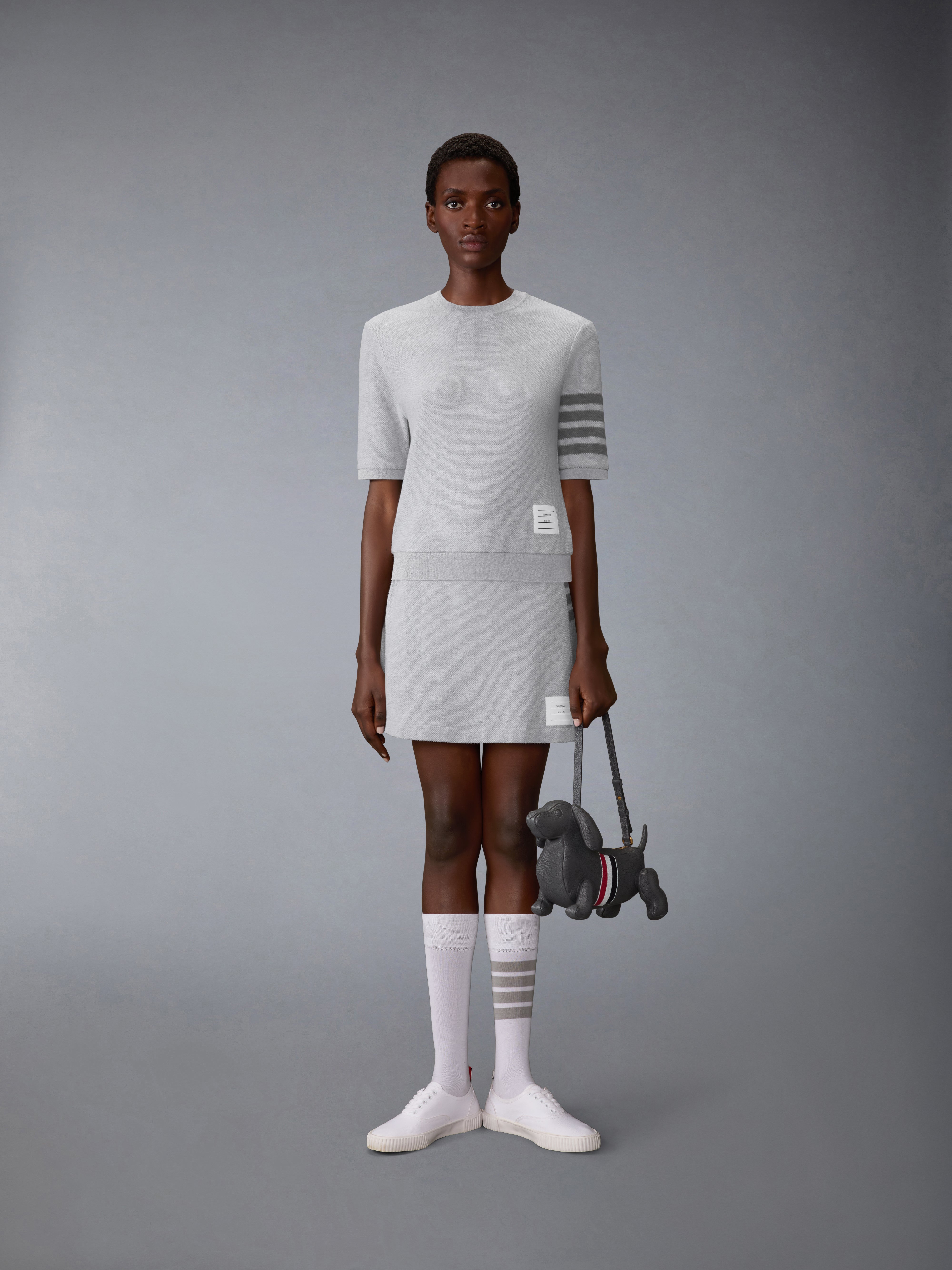 Textured Pique 4-Bar Box Pleat Mini Skirt | Thom Browne