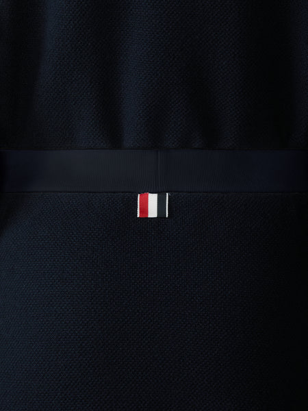 TEXTURED PIQUE 4-BAR BOX PLEAT MINI SKIRT NAVY