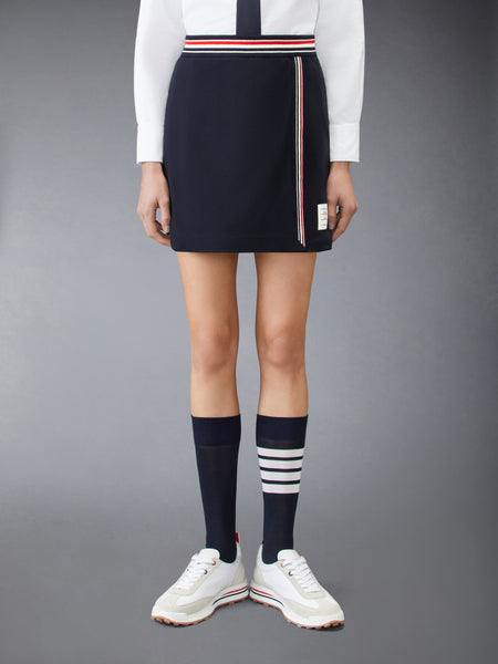 PIQUE RWB TRIM WRAP SKIRT NAVY