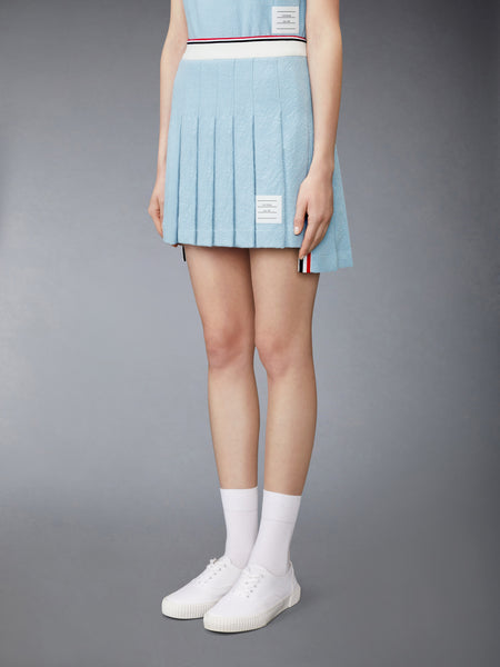 COTTON TWEED PLEATED MINI SKIRT LIGHT BLUE