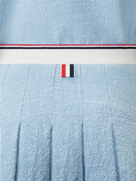 COTTON TWEED PLEATED MINI SKIRT LIGHT BLUE