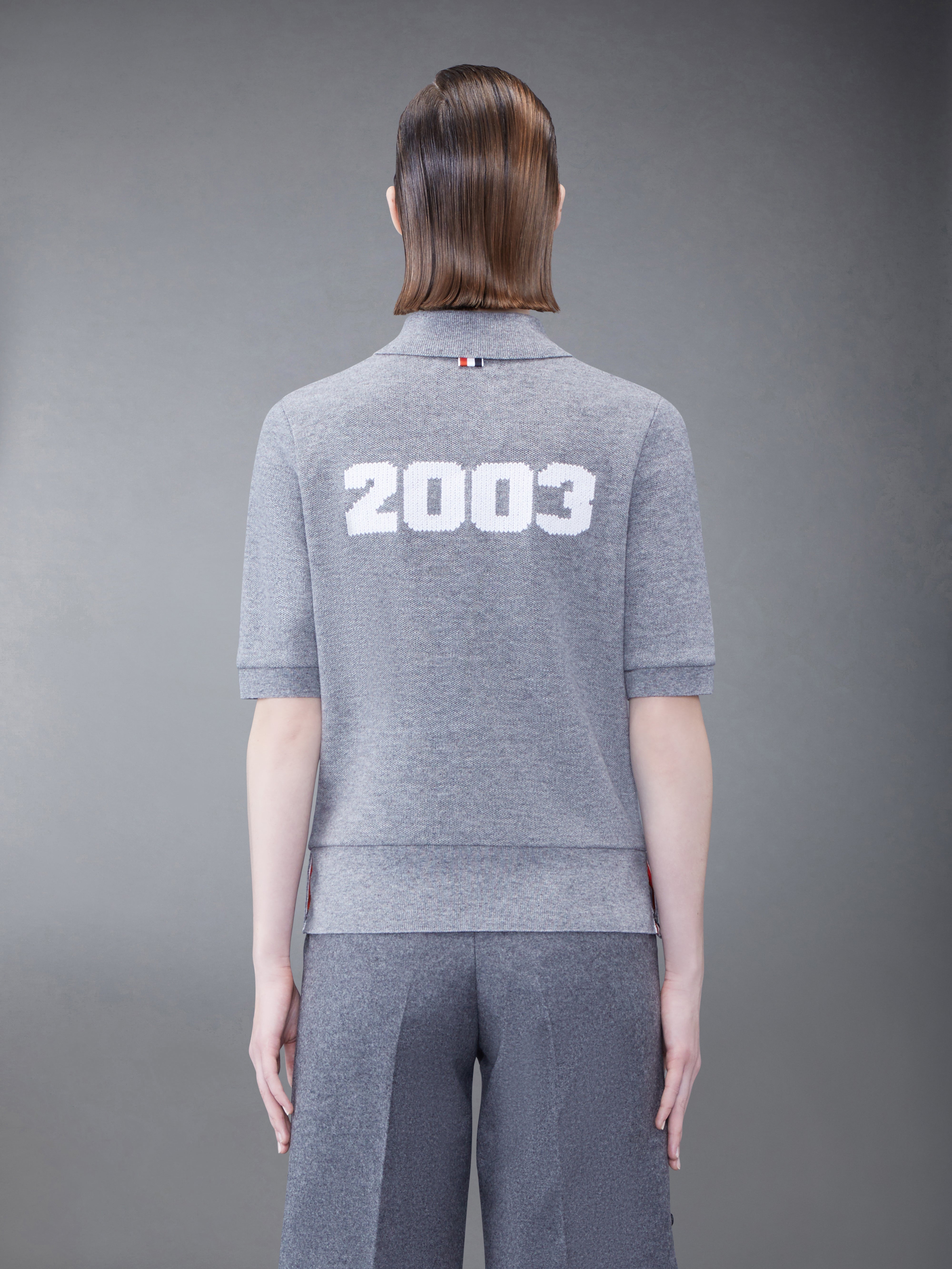 Cashmere Pique 2003 Rib Cuff Polo | Thom Browne