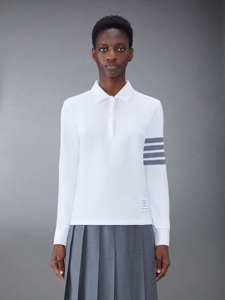 Classic Pique 2003 4-Bar Long Sleeve Polo WHITE
