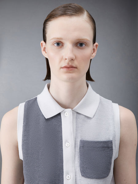 Fun-Mix Textured Cotton Tuck Sleeveless Polo TONAL GREY