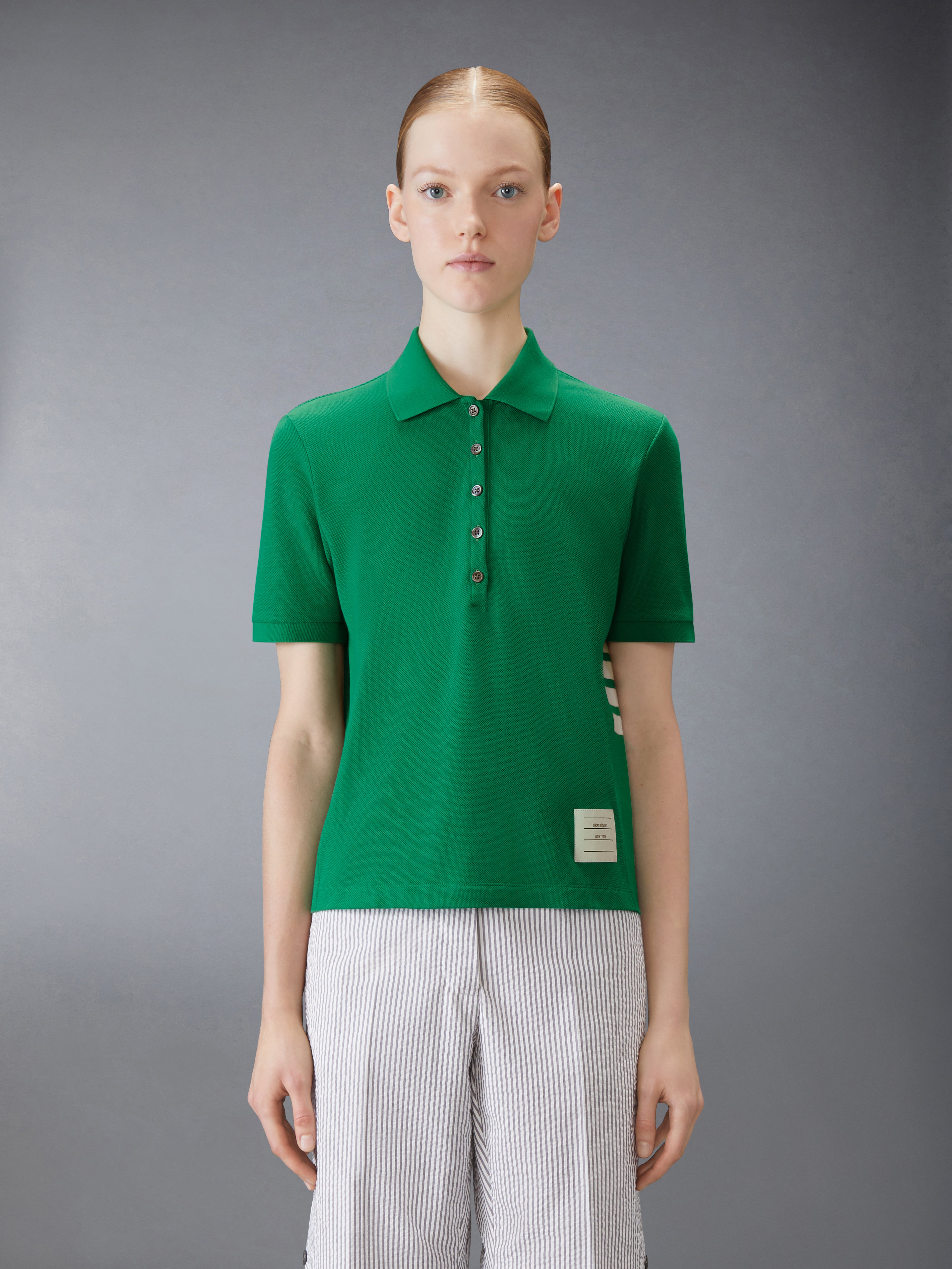 Tシャツ・カットソー THOM BROWNE FW25 'W/ 4Bar' polo shirt (MJP137G07976 100) Thom Browne W/ 4bar Polo White | Wanan Luxury