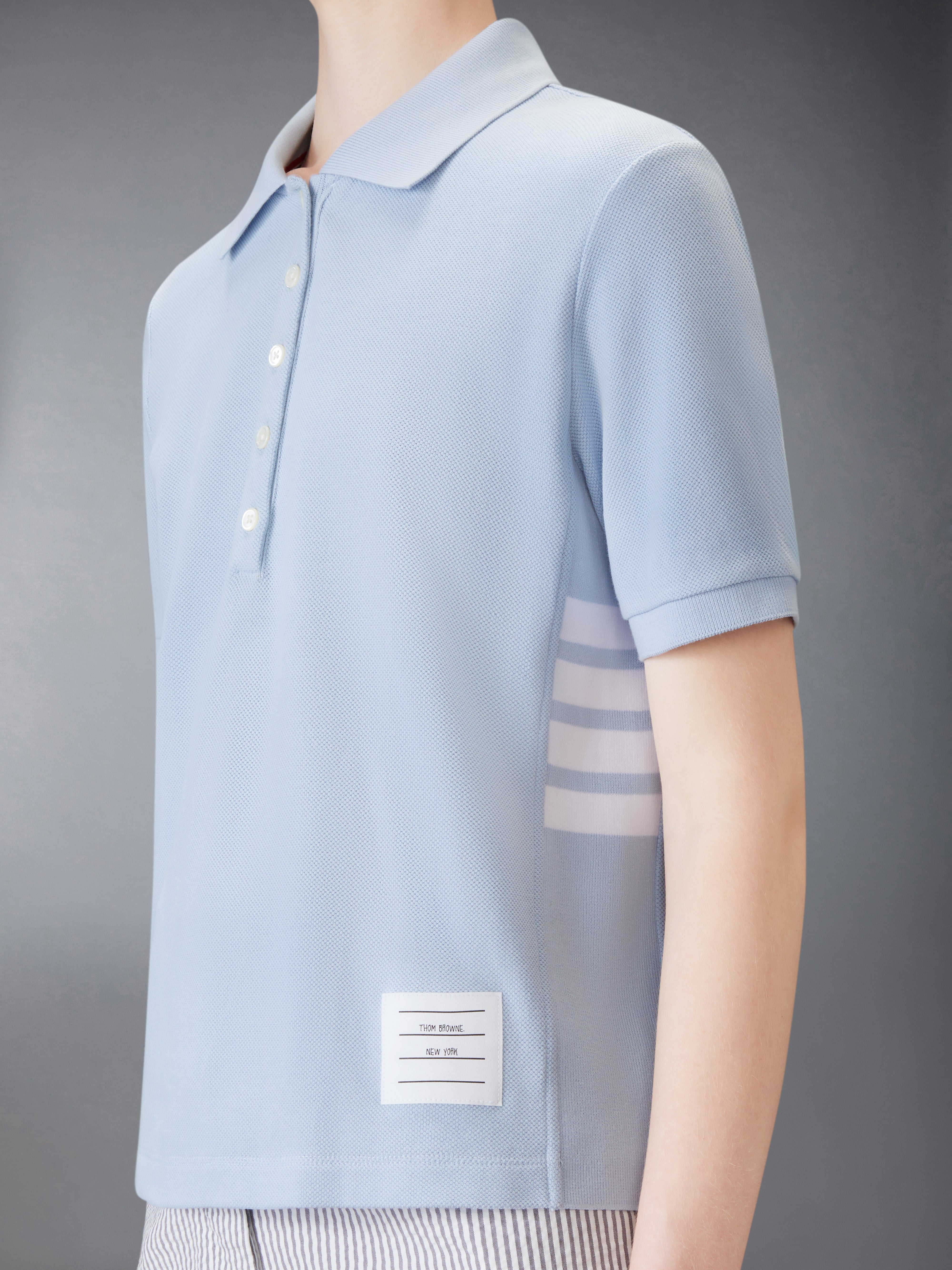Short Sleeve Rib Cuff Polo W/ Engineered 4 Bar Stripe In