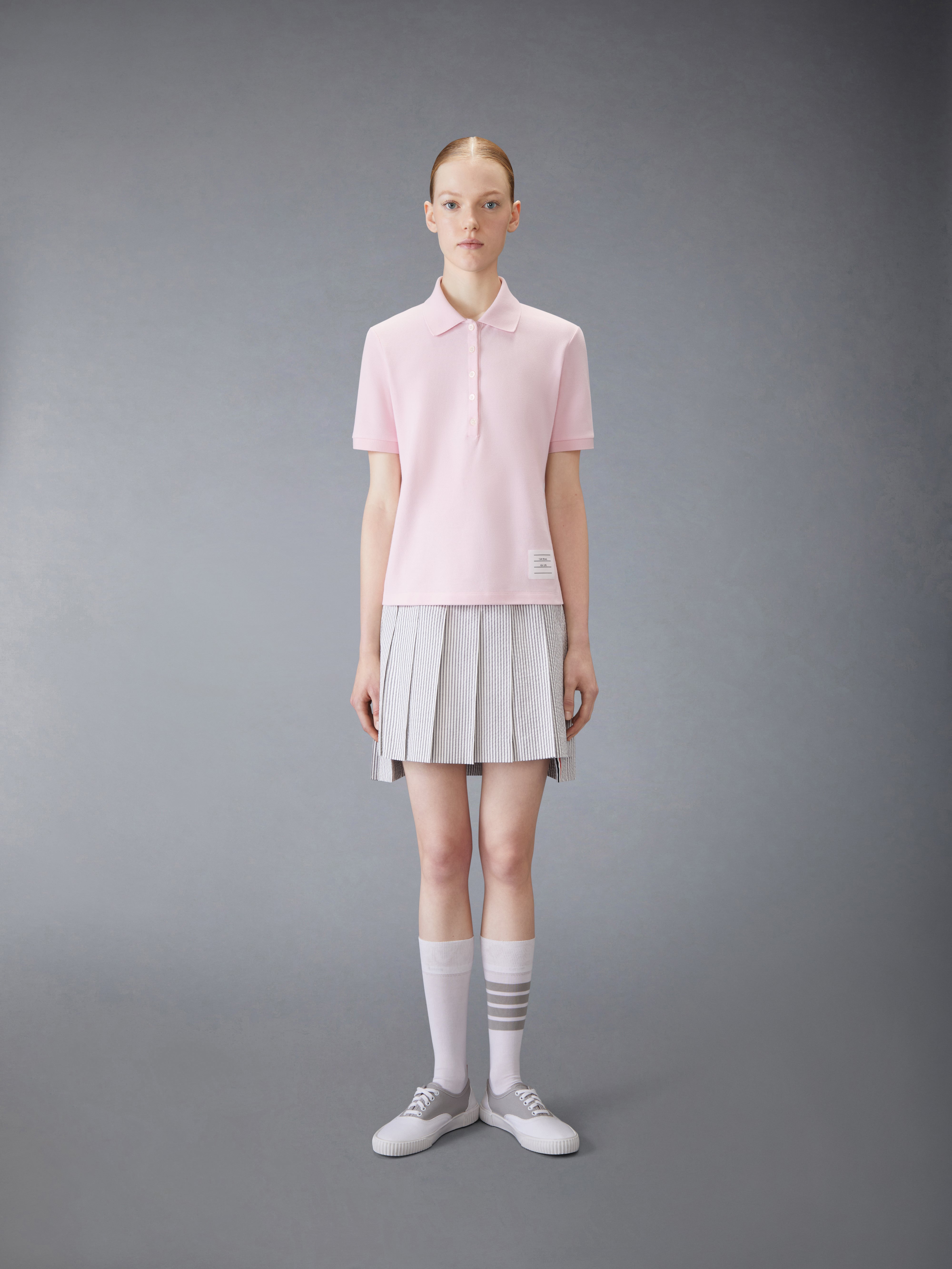 THOM BROWNE 正規品関税込みPink Cotton Polo Shirt MJP110P Classic Pique 4-Bar Polo | Thom Browne