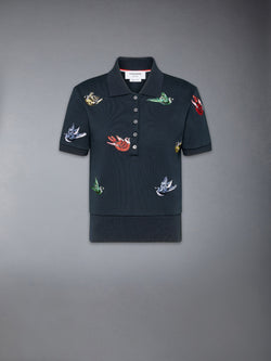 SATIN STITCH BIRD EMBROIDERY POLO