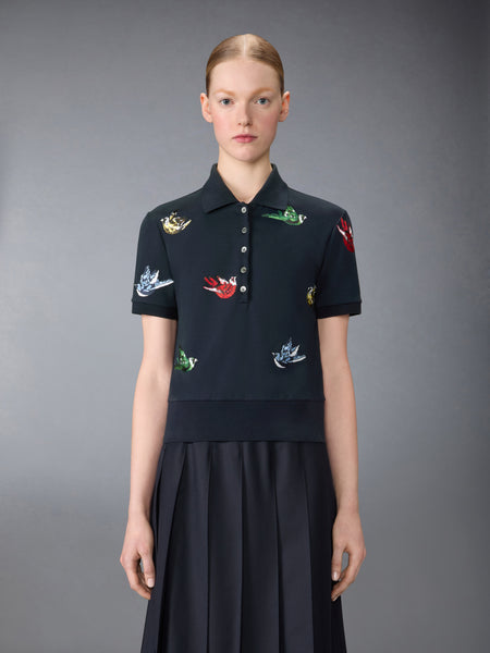 SATIN STITCH BIRD EMBROIDERY POLO