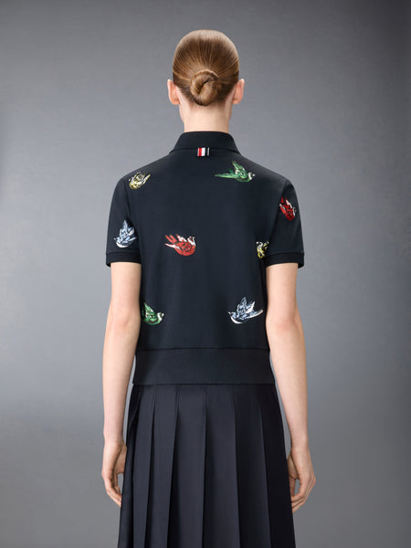 SATIN STITCH BIRD EMBROIDERY POLO