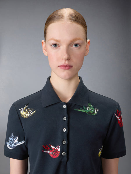 SATIN STITCH BIRD EMBROIDERY POLO