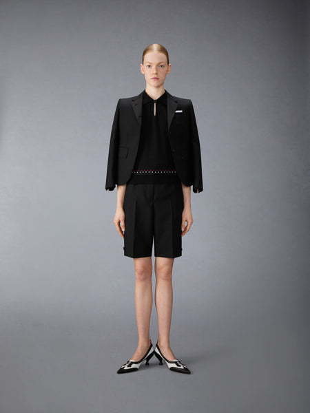 COTTON MILANO STARS & SNOWFLAKE EMBROIDERY POLO BLACK