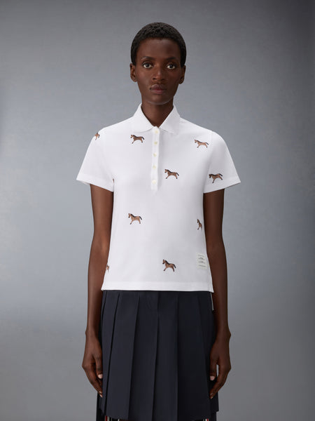 루나 뉴 이어 피케 홀스 엠브로이더리 폴로 화이트