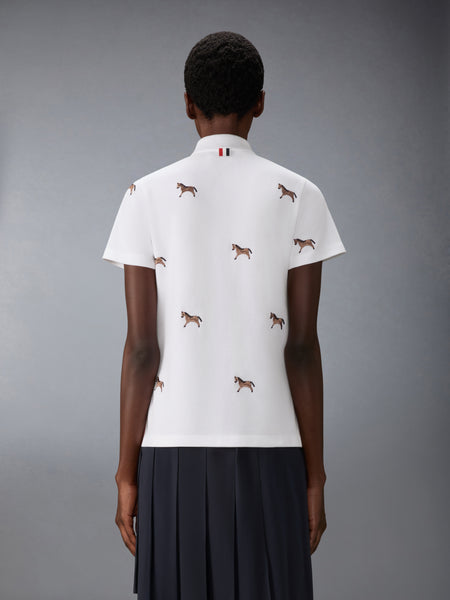 루나 뉴 이어 피케 홀스 엠브로이더리 폴로 화이트