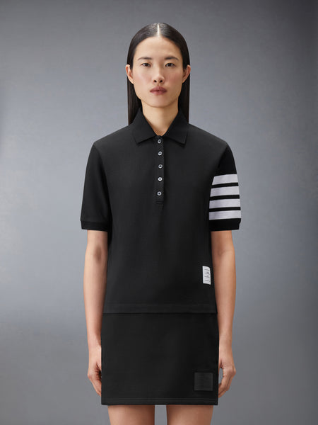 PIQUE 4-BAR POLO BLACK/WHITE