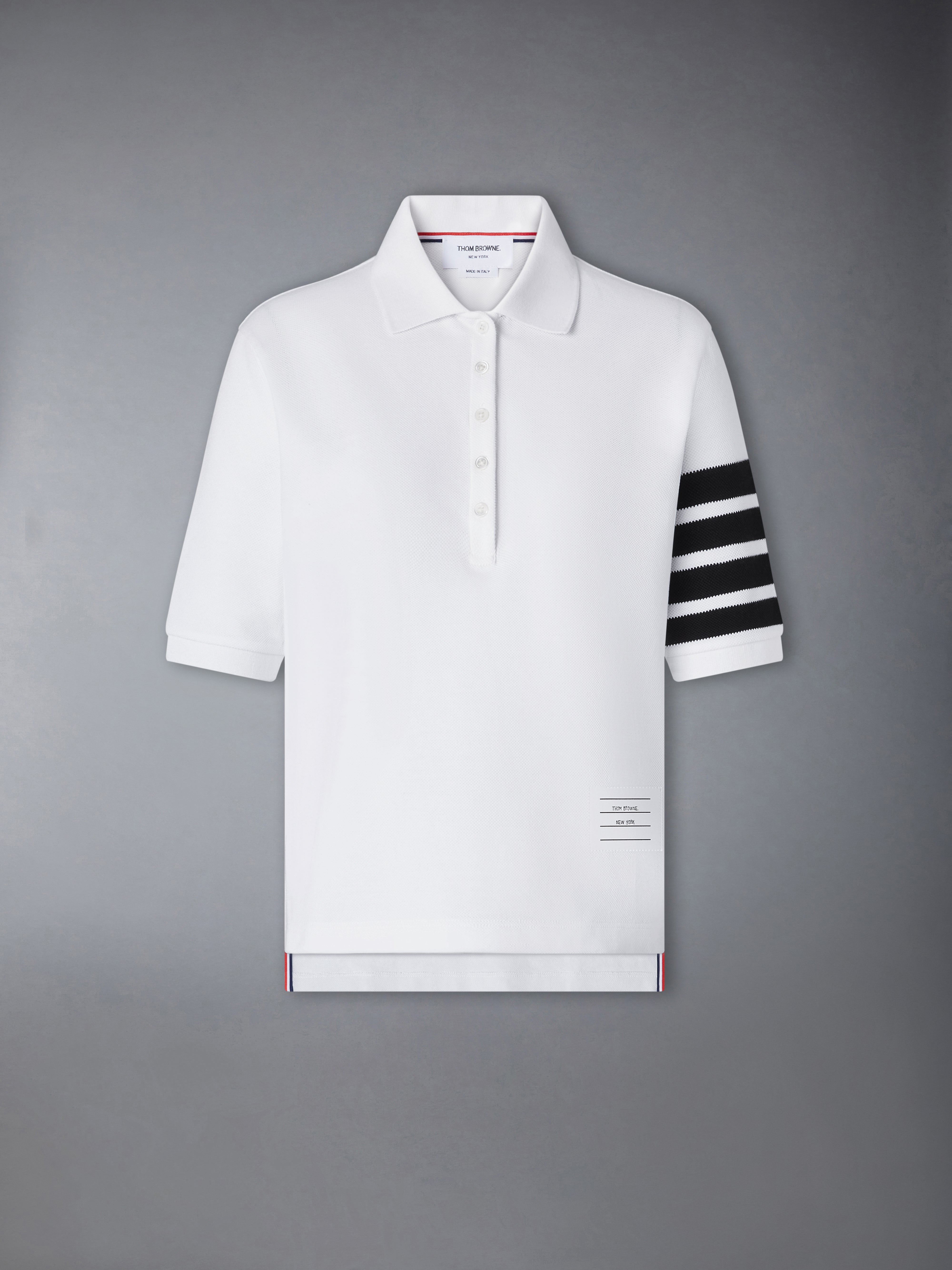 THOM BROWNE トムブラウン半袖ポロシャツ　白　新品 メンズ Tシャツ＆ポロシャツ | Thom Browne
