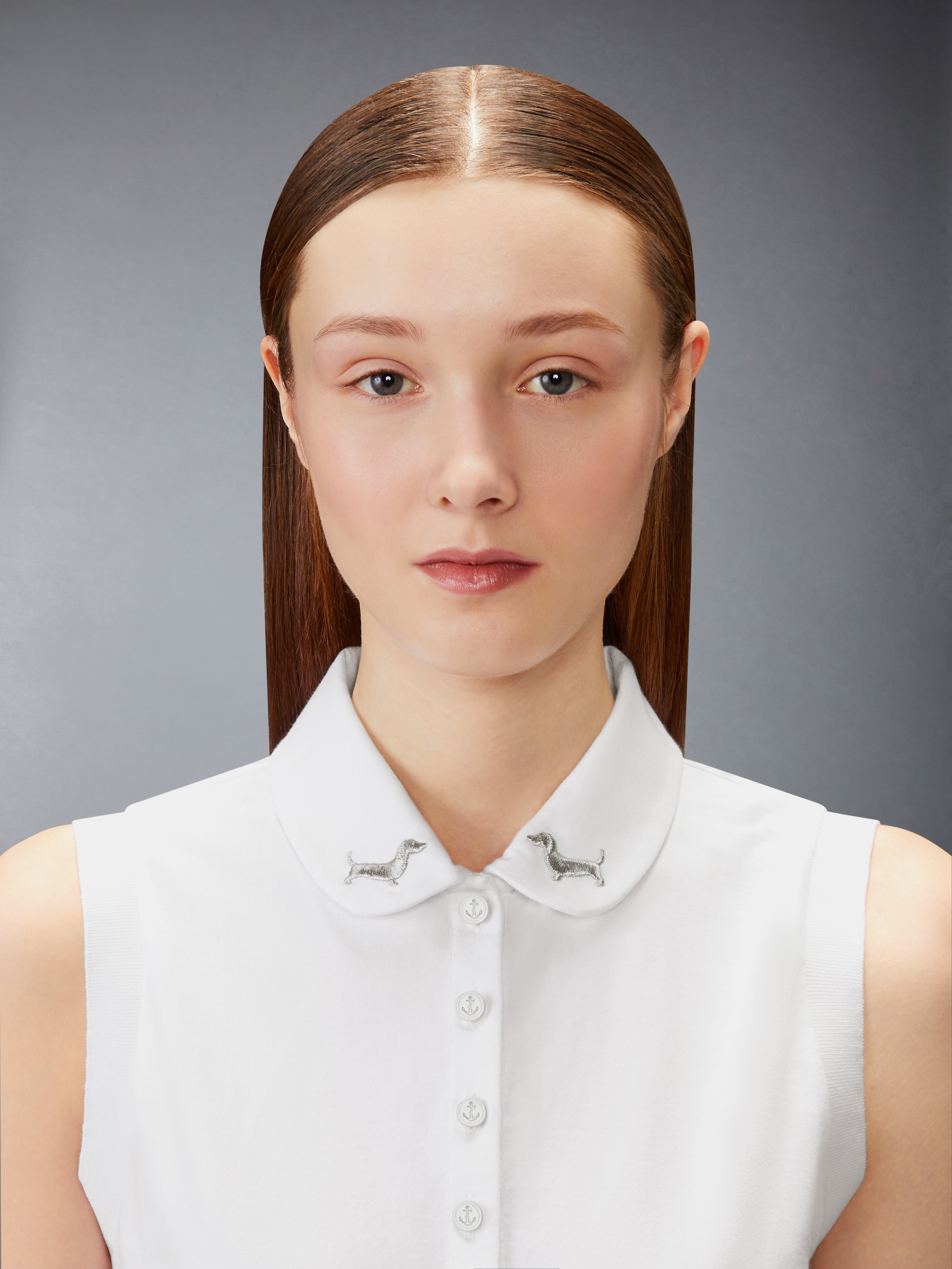 Jersey Embroidery Sleeveless Polo | Thom Browne