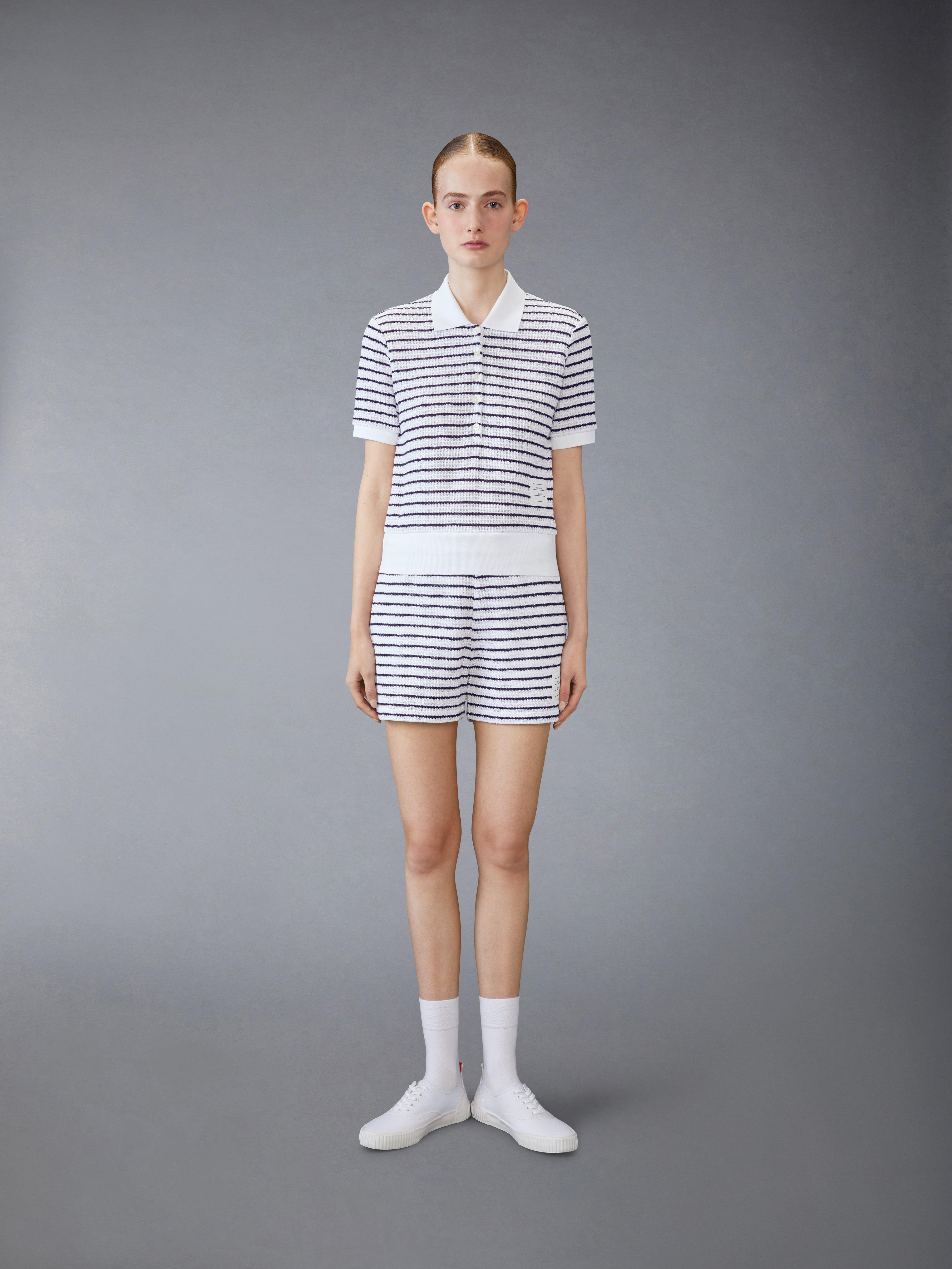 Summer Shorts In Striped Textured Cotton | Thom Browne