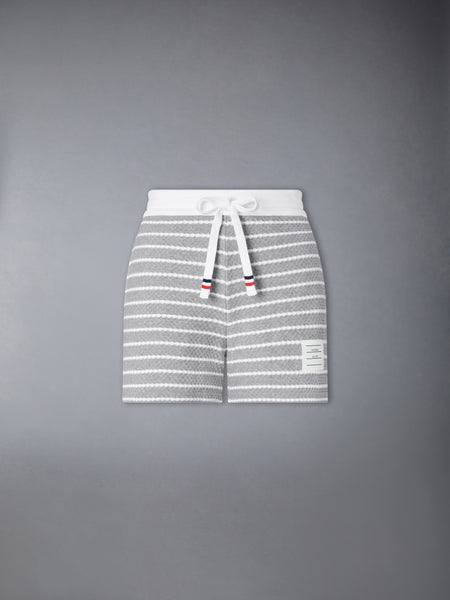 STRIPED HONEYCOMB SHORTS LT GREY/WHITE