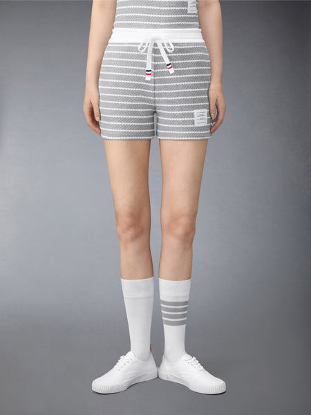 STRIPED HONEYCOMB SHORTS LT GREY/WHITE