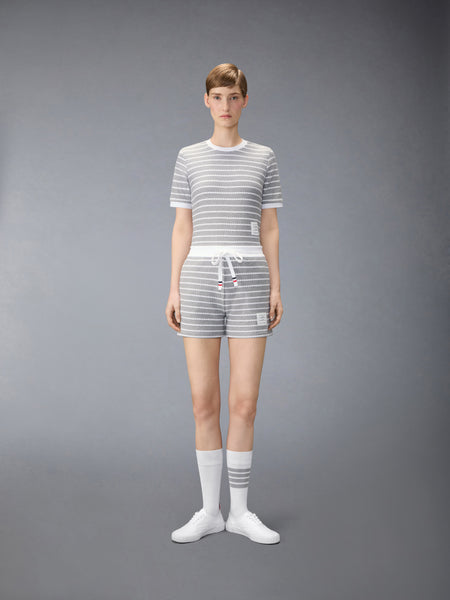 STRIPED HONEYCOMB SHORTS LT GREY/WHITE
