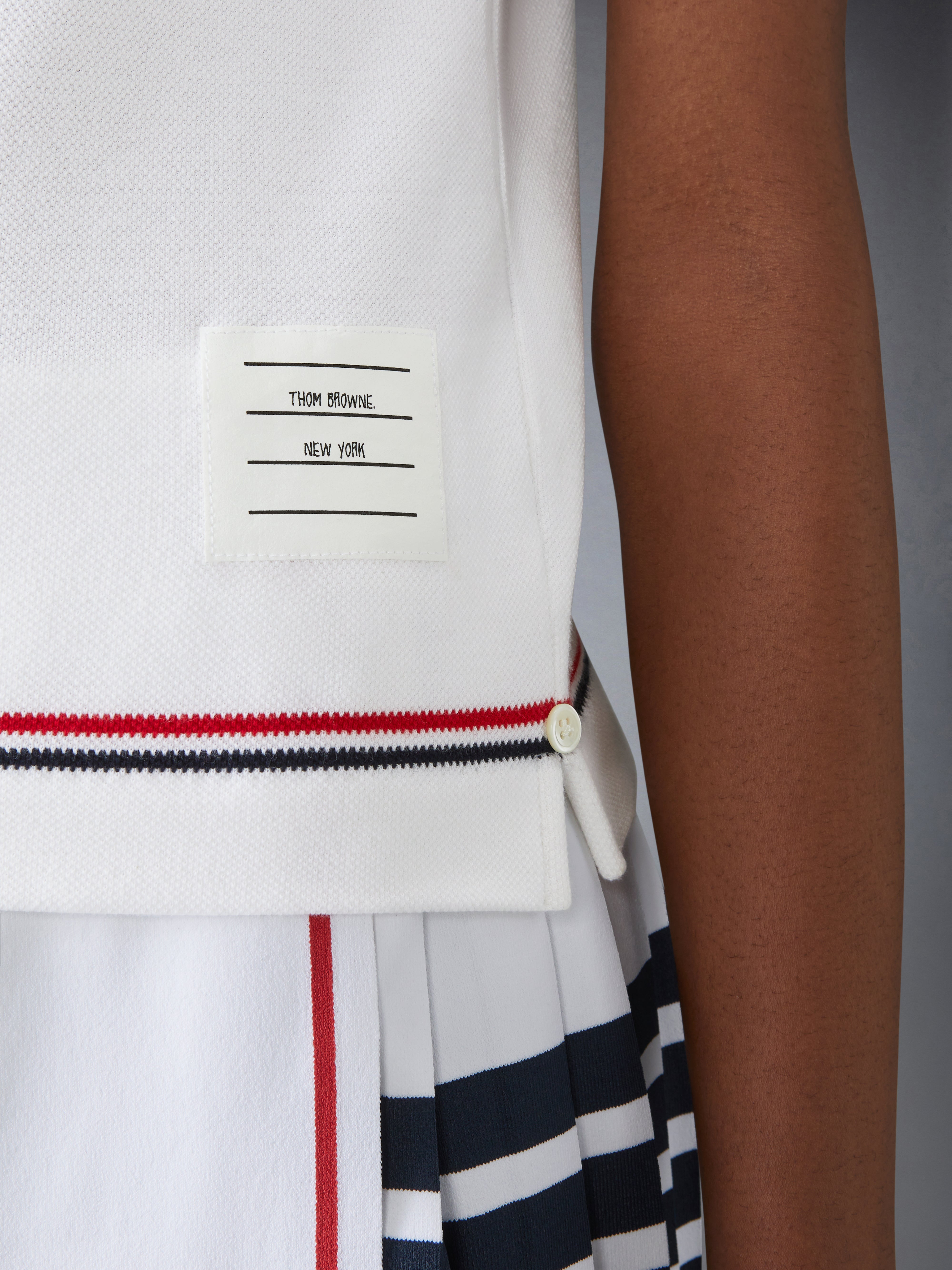 Short Sleeve Notch Tee In Cotton Pique + Eng Rwb Stripe