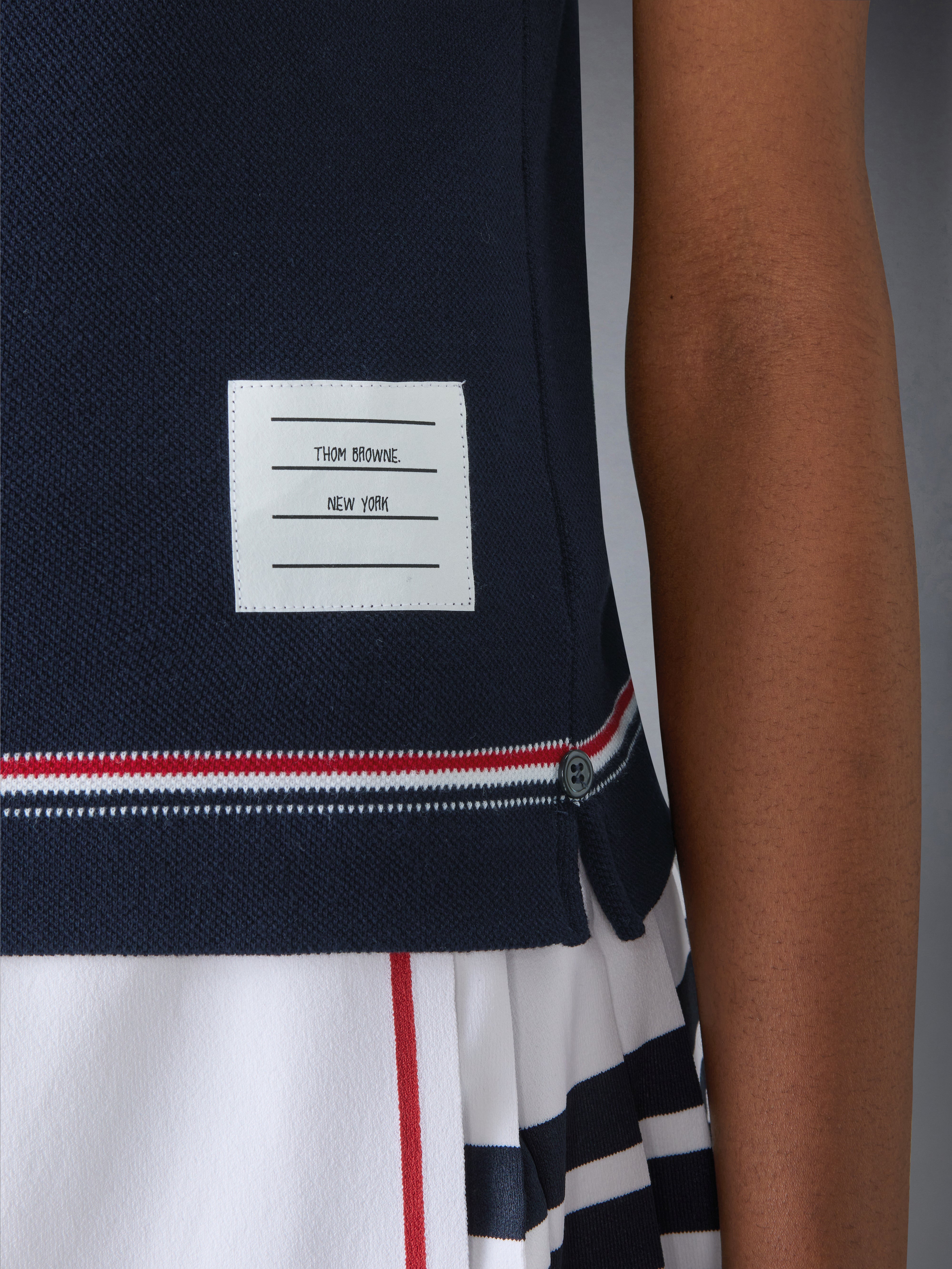 Short Sleeve Notch Tee In Cotton Pique + Eng Rwb Stripe