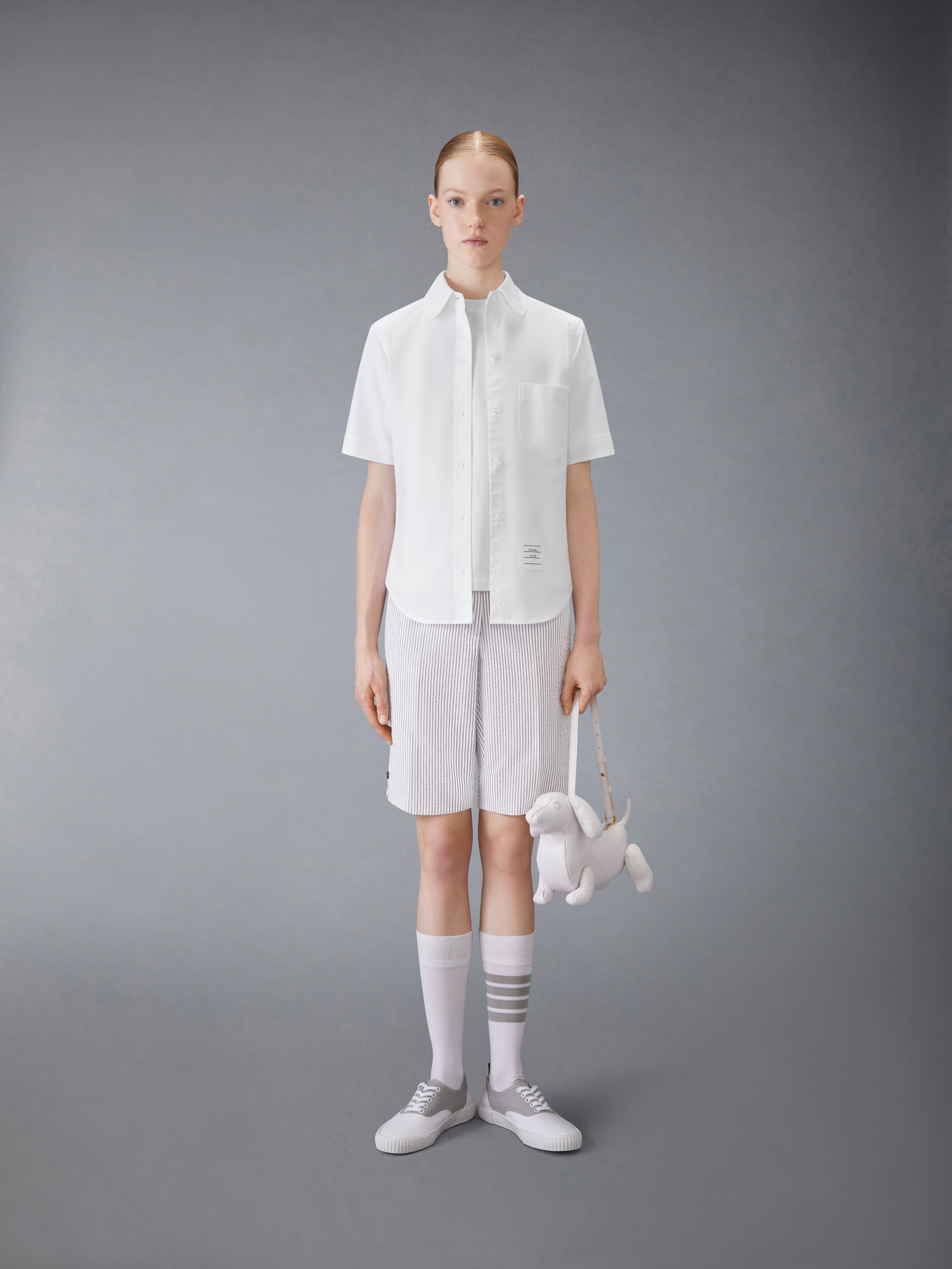 THOM BROWNE 4ハ ヒケ クルネック Tシャツ CJS123A00050 480 Classic Pique 4 Bar Tee | Thom Browne