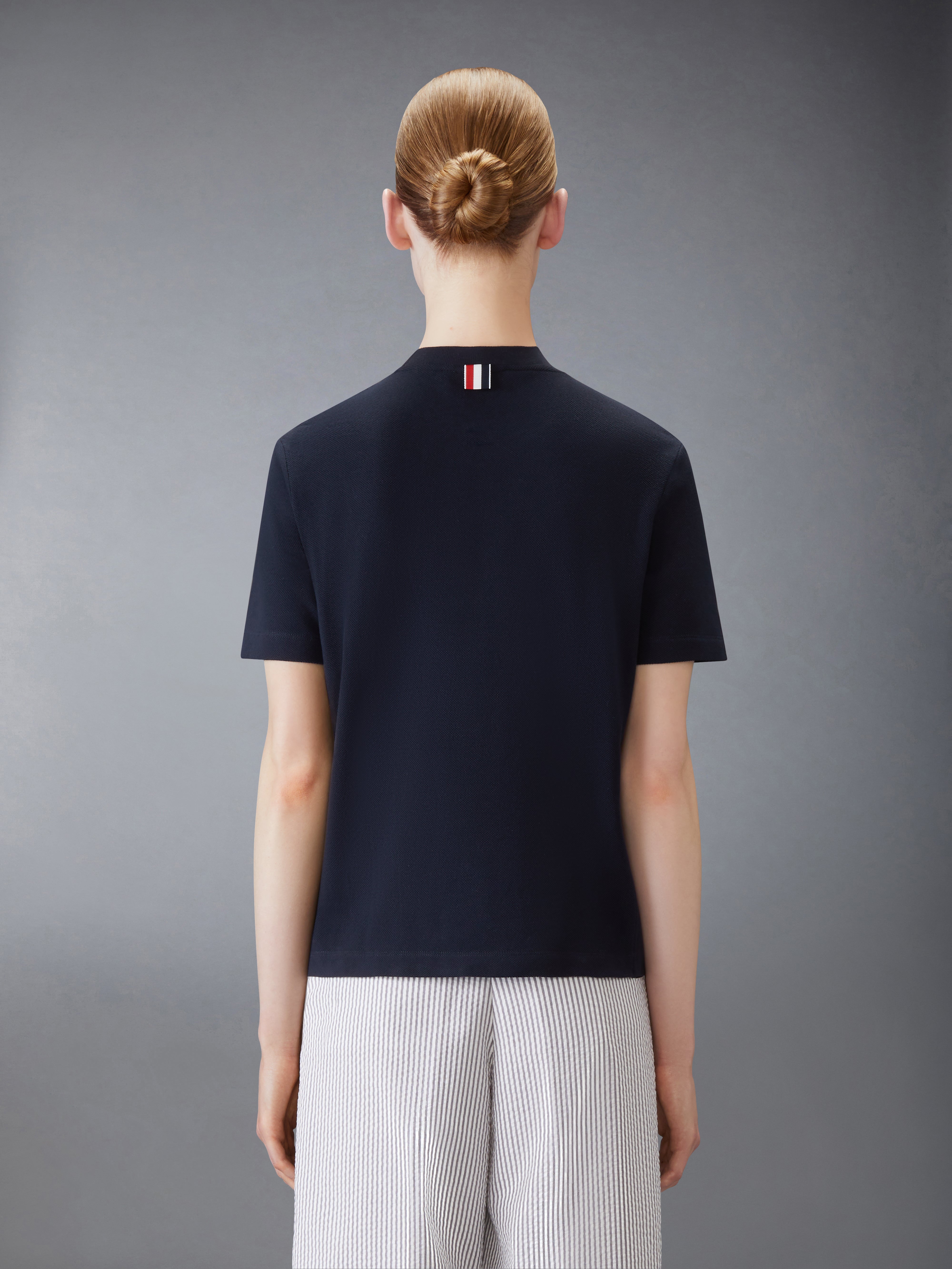 Tシャツ・カットソー THOM BROWNE SS24 COTTON PIQUE T-SHIRT (MJS056A_00050100) Classic Pique Stripe Tee | Thom Browne