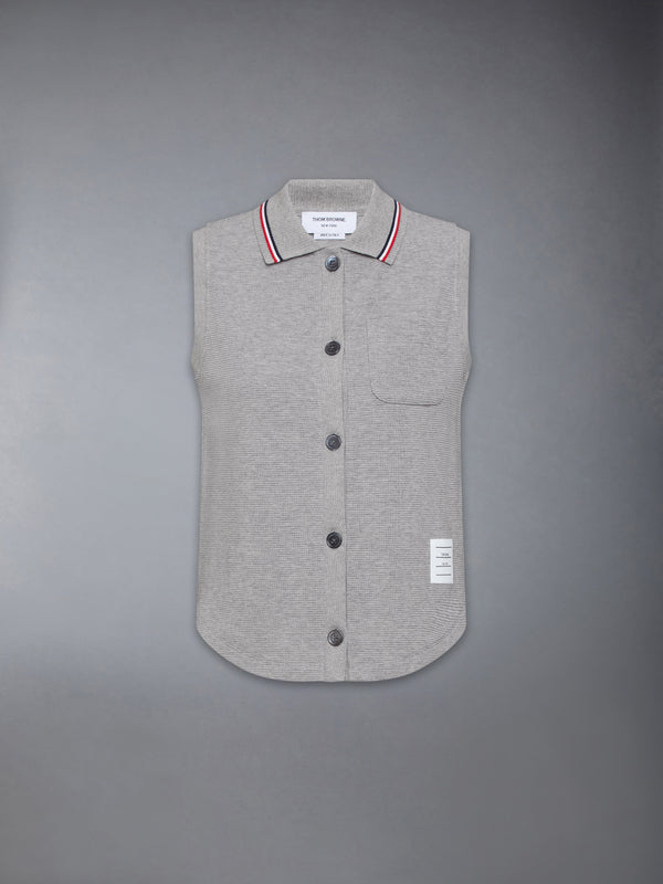 COTTON WAFFLE SLEEVELESS BUTTON SHIRT - featured image