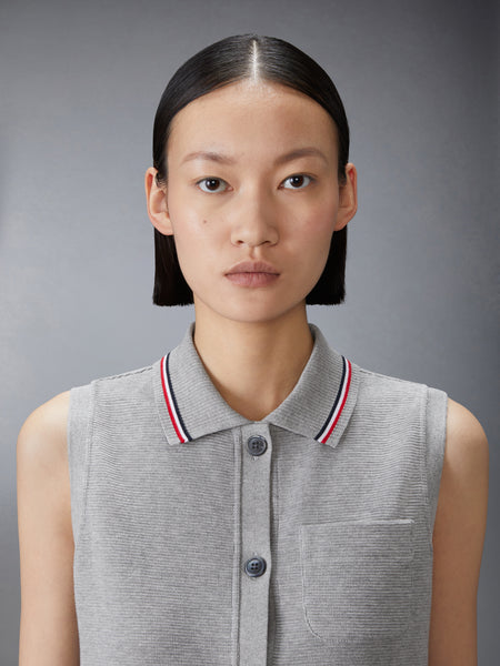 COTTON WAFFLE SLEEVELESS BUTTON SHIRT