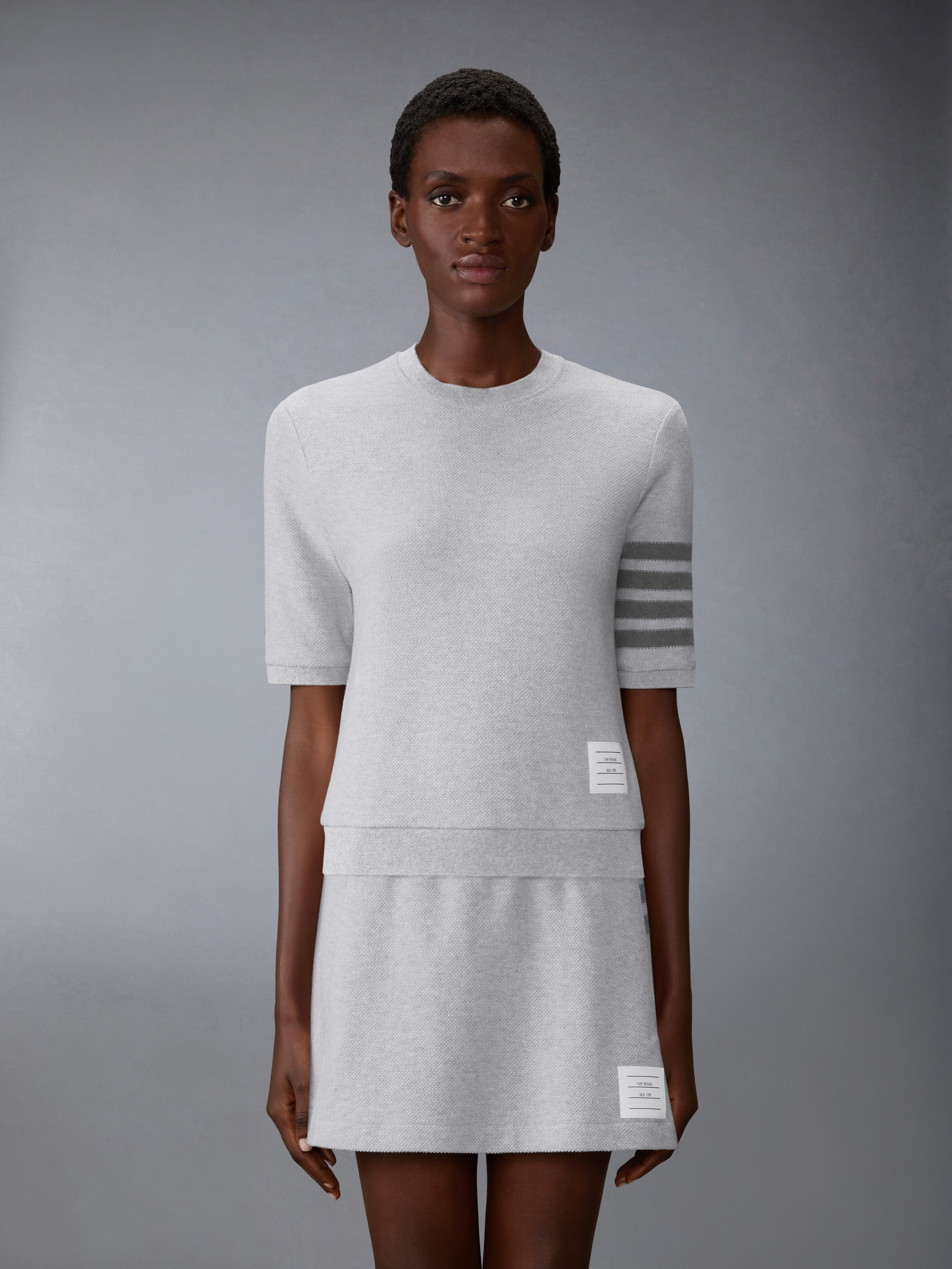 Textured Cotton Pique 4-Bar Tee | Thom Browne