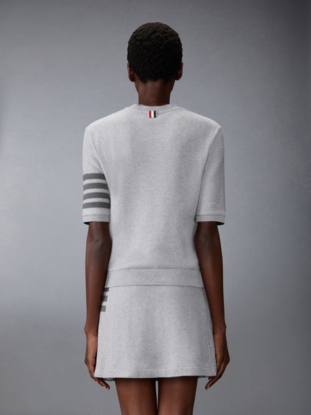 TEXTURED COTTON PIQUE 4-BAR TEE PALE GREY