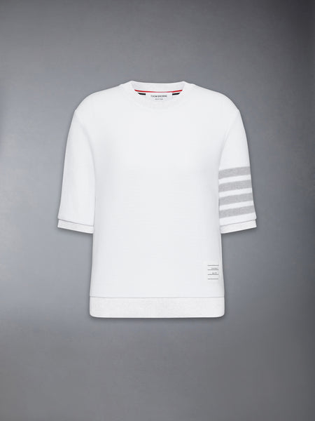 TEXTURED COTTON PIQUE 4-BAR TEE WHITE