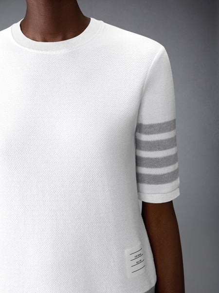 TEXTURED COTTON PIQUE 4-BAR TEE WHITE
